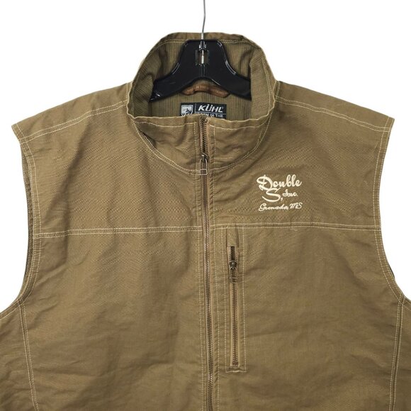 KÜHL Burr Vest Full Zip Mens Size XXL Vintage Patina Dye Khaki Double S Inc Logo - Picture 10 of 16